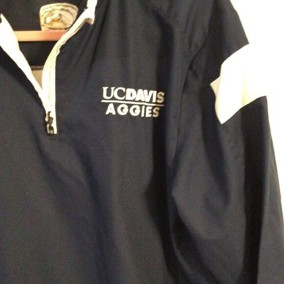 Adidas UC Davis Aggies partial zip jacket Medium M mens college blue - Picture 2 of 5